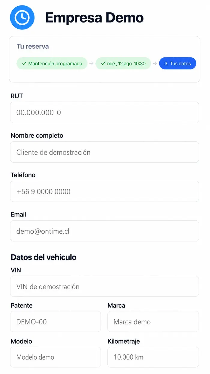 Formulario de demostración con datos completamente ficticios